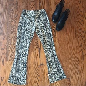 UO Allie Snake print knit crop kick flares bell